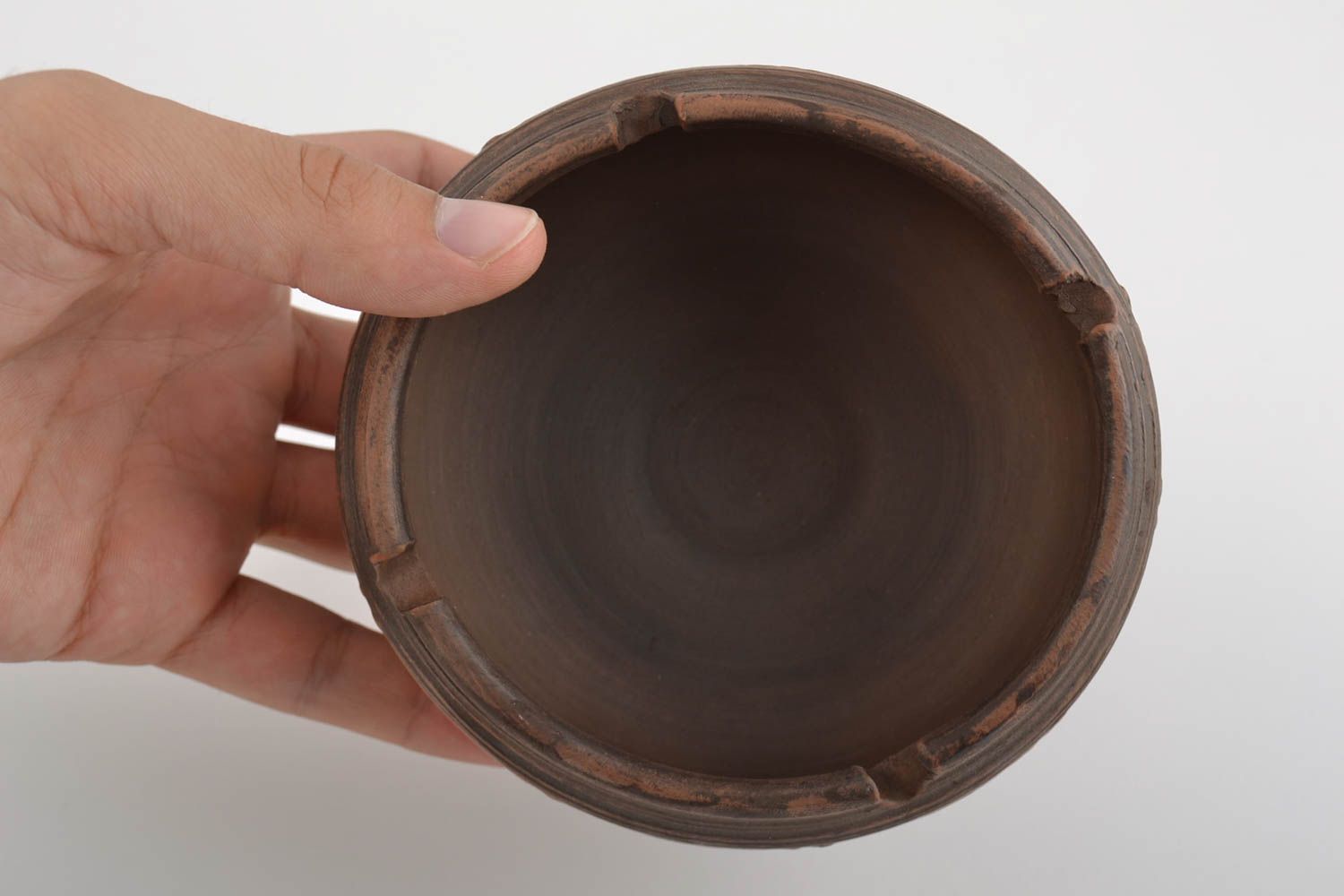 Unusual small handmade brown clay ashtray ceramic smoking accessories photo 2