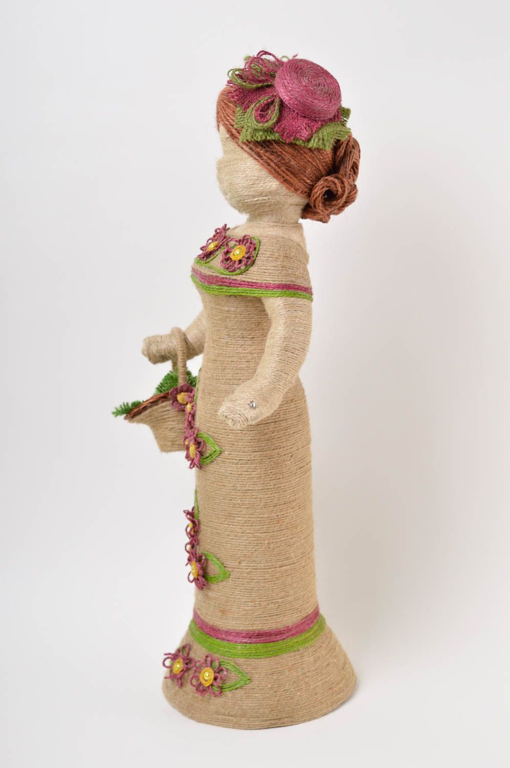 Кукла ручной работы декор для дома кукла из шпагата статуэтка фигурка Цветочница фото 4