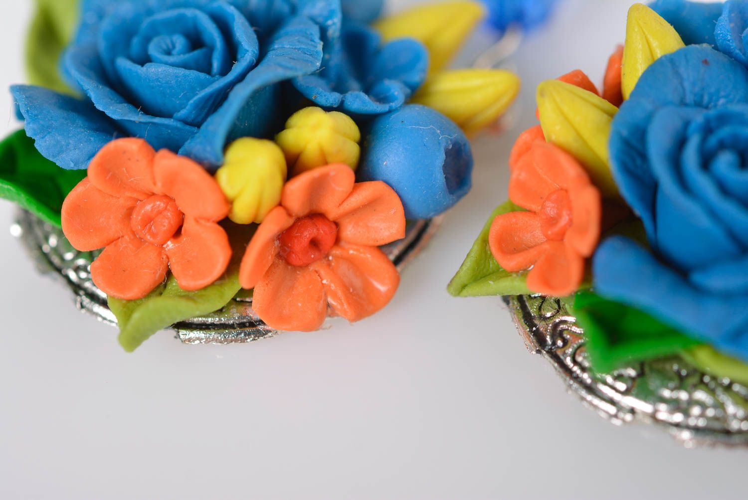 Handmade bijouterie porcelain earrings molded flower earrings fashion jewelry photo 4