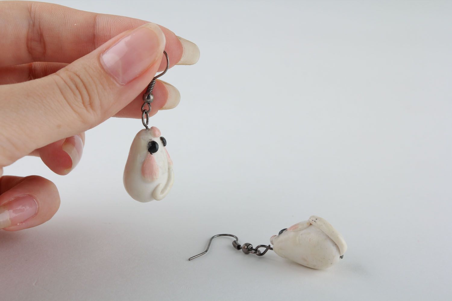 Polymer clay earrings Mouse photo 5