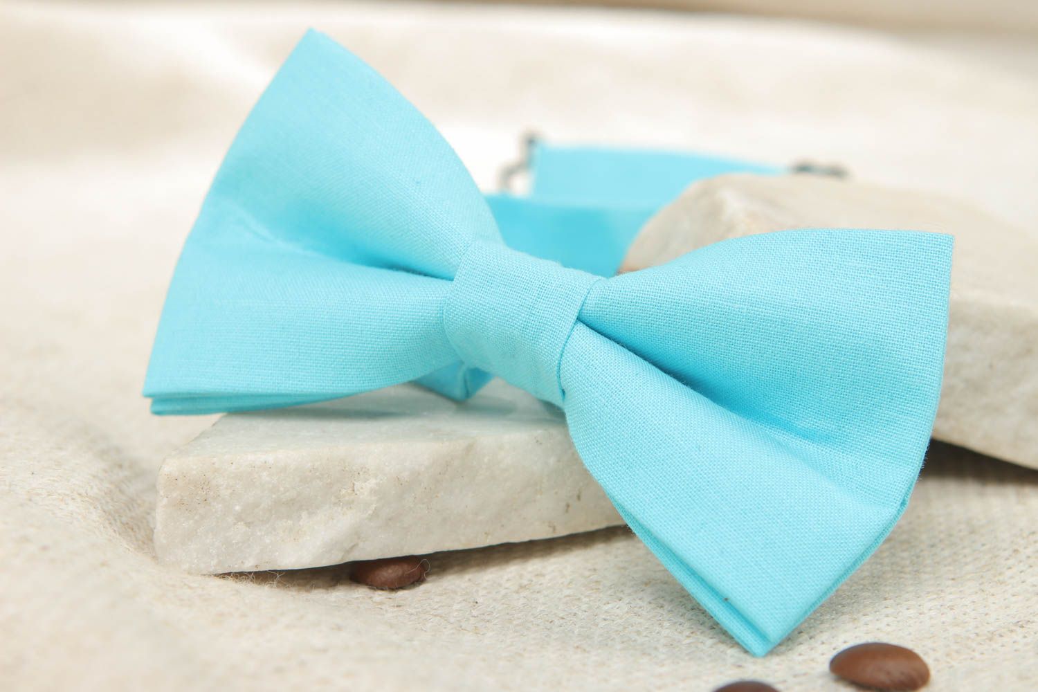 Blue fabric bow tie photo 5