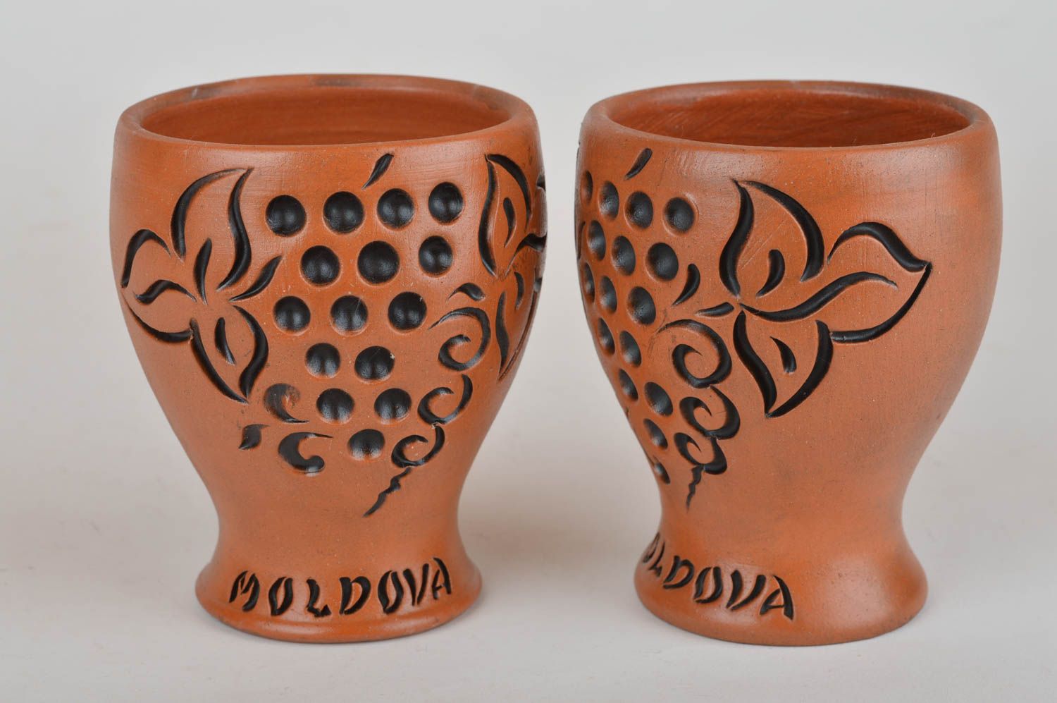 Conjunto de copas de arcilla artesanales originales regalo Uva Negra 100 ml  foto 2