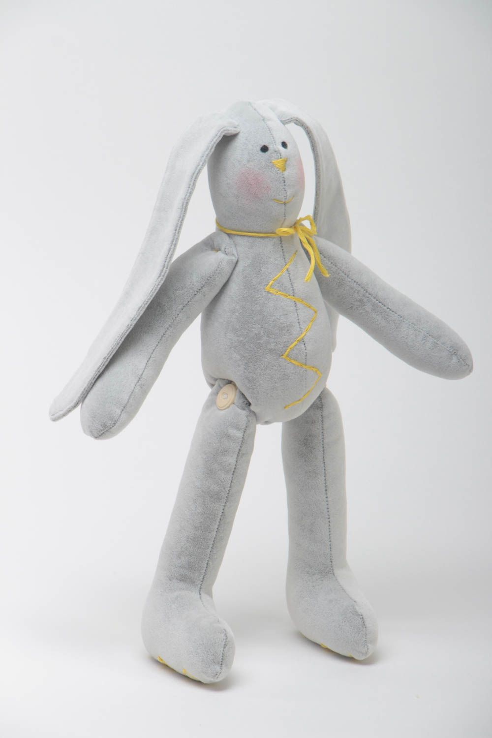 Мягкая игрушка заяц с длинными ушами серый красивый из ткани ручная работа фото 2