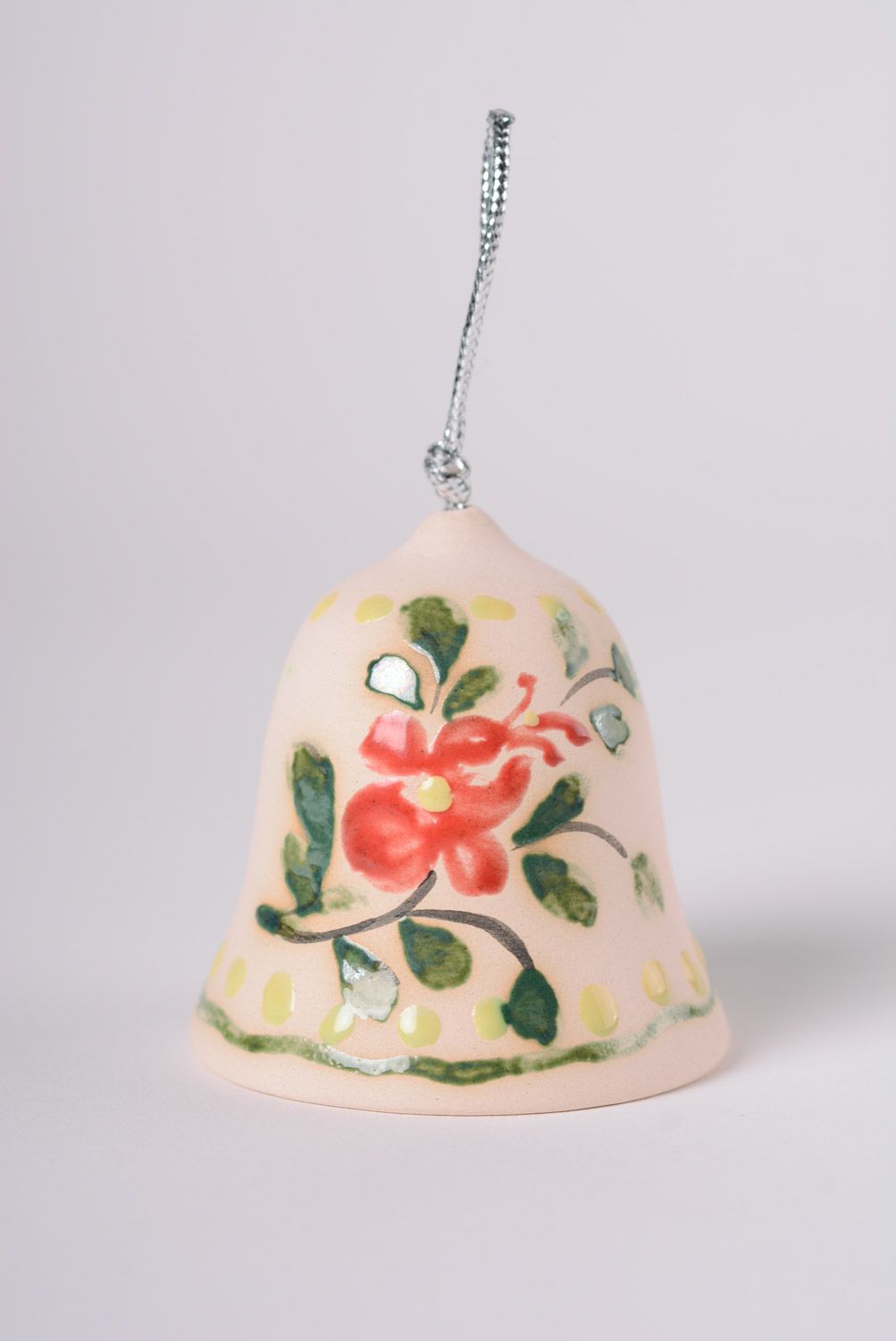 Handmade small maiolica ceramics decorative bell ornamented with glaze photo 1