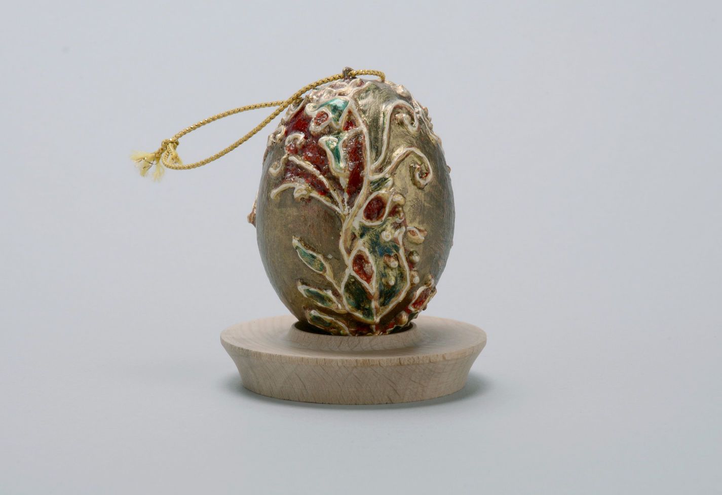 Suspension décorative artisanale œuf de Pâques Oiseau du paradis et fleur
 photo 3