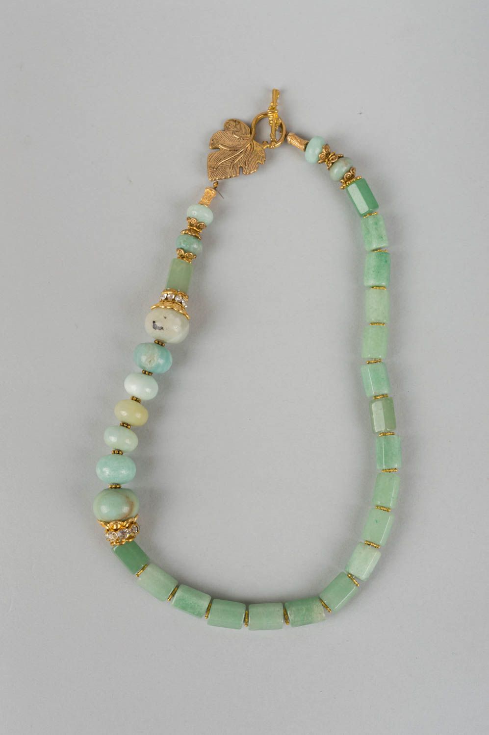 Handmade necklace with natural stones aventurine jade accessory stylish jewelry photo 2