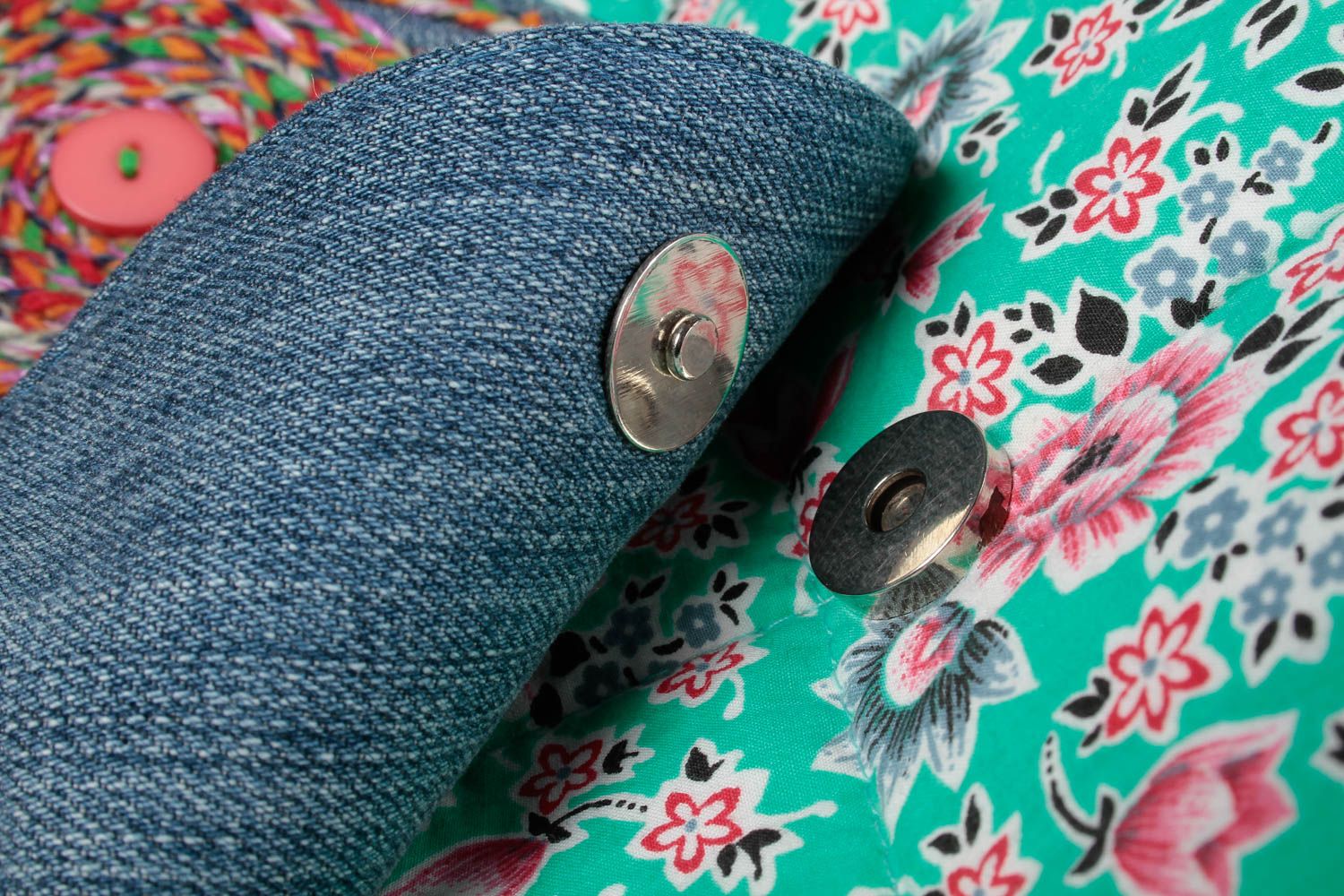 Handmade fabric shoulder bag stylish textile purse denim purses present for girl photo 4