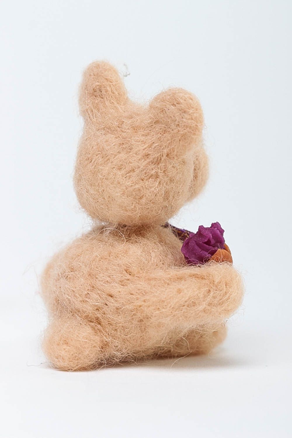 Игрушка из шерсти ручной работы валяная игрушка в виде мишки декор для дома фото 3