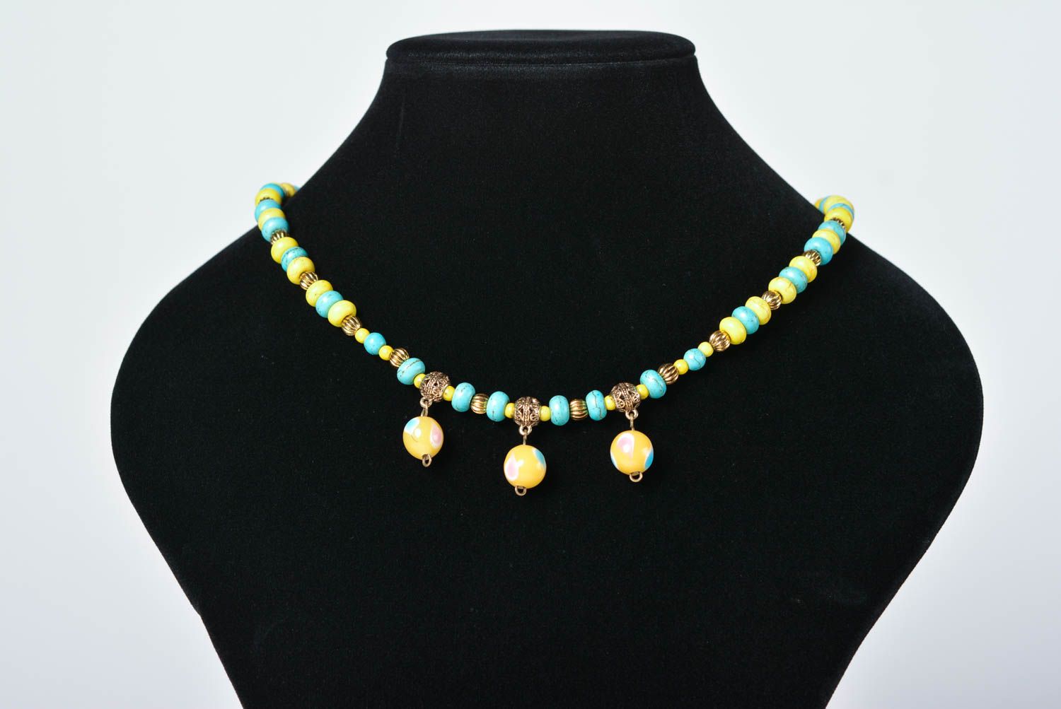Designer necklace beaded handmade bijouterie unusual present for women photo 3