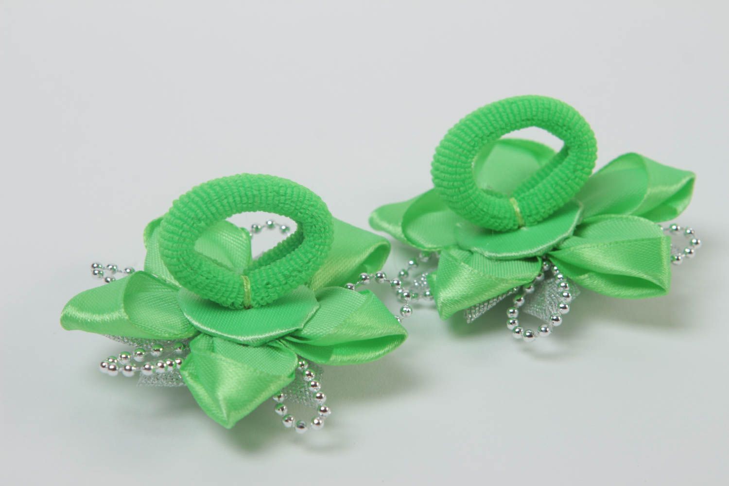 Set of 2 hair scrunchies handmade hair accessories designer jewelry kids gifts photo 4