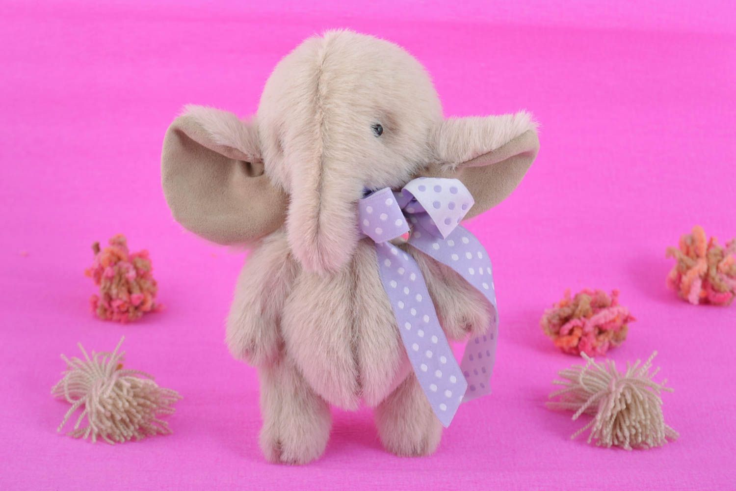 Peluche éléphant Jouet pour enfant fait main fausse fourrure Cadeau original photo 1