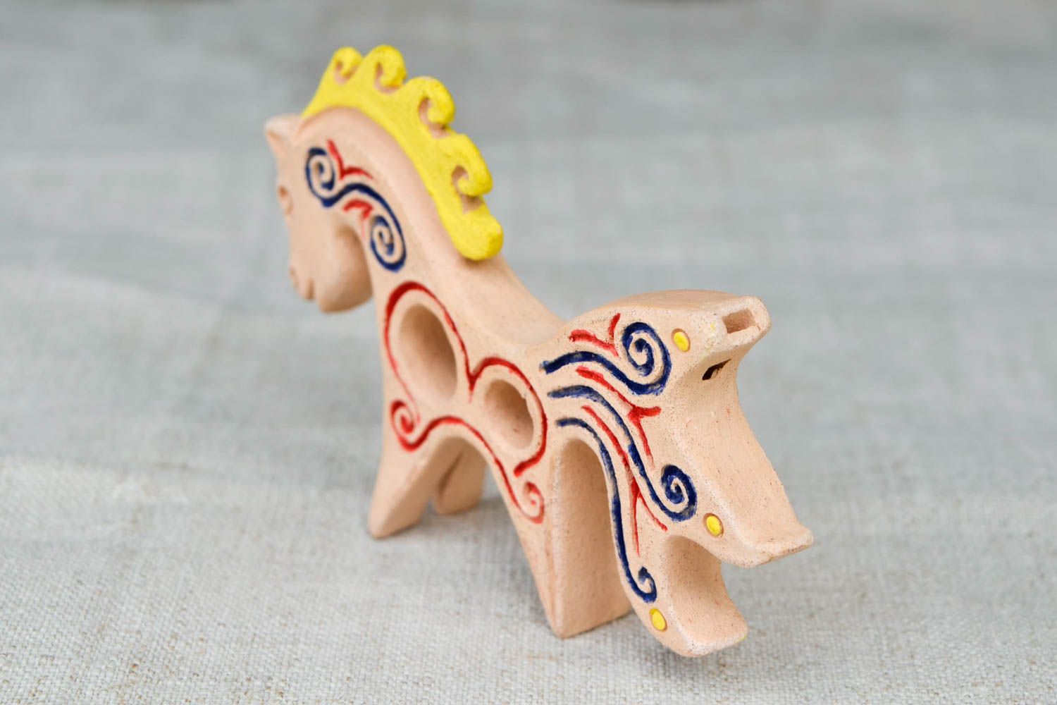 Sifflet enfant fait main Figurine cheval Instrument musique céramique design photo 5