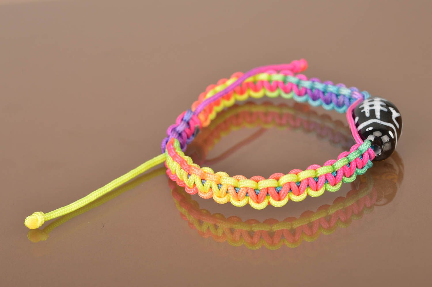 Bright handmade braided wax cord bracelet friendship bracelet designer jewelry photo 3