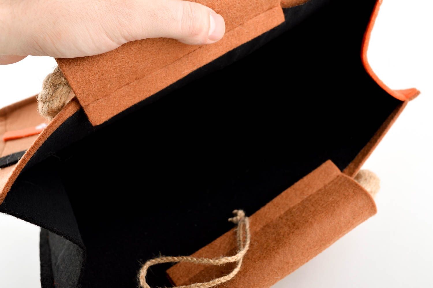 Bolso grande hecho a mano marrón y naranja accesorio de moda regalo para mujer foto 4