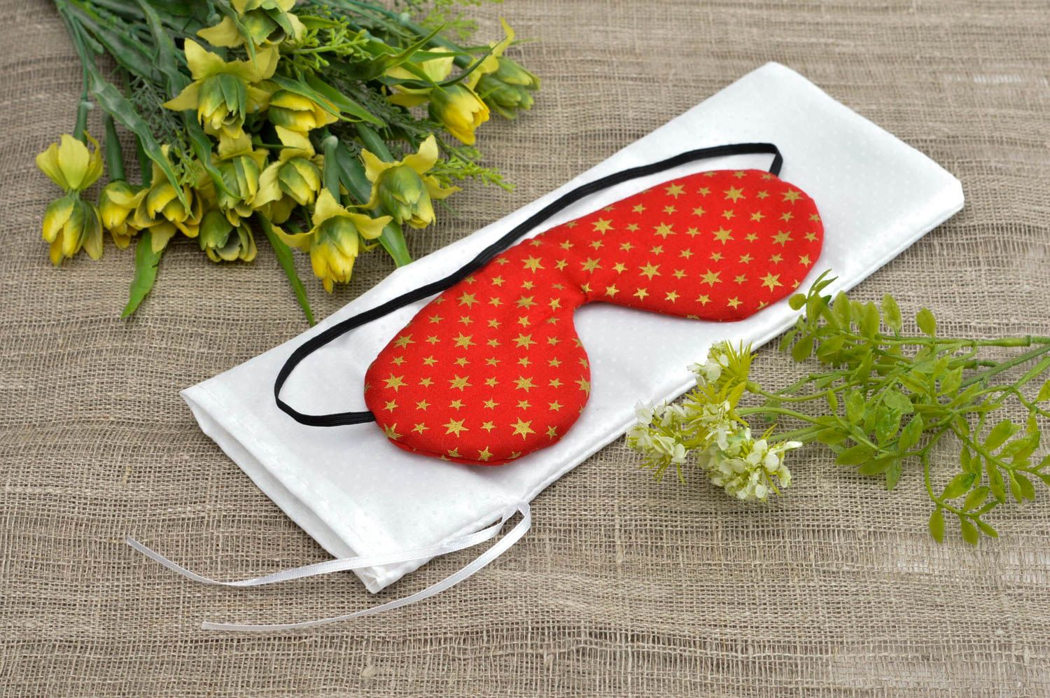 Handmade cute blindfold for sleep unusual designer blindfold textile accessory photo 1
