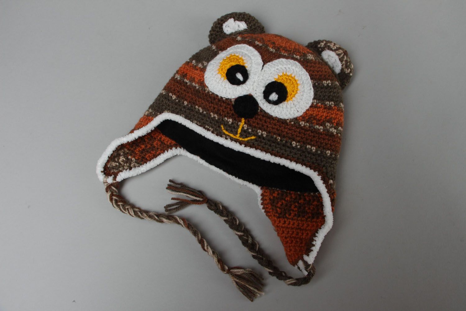 Warm crochet children's hat Bear photo 1