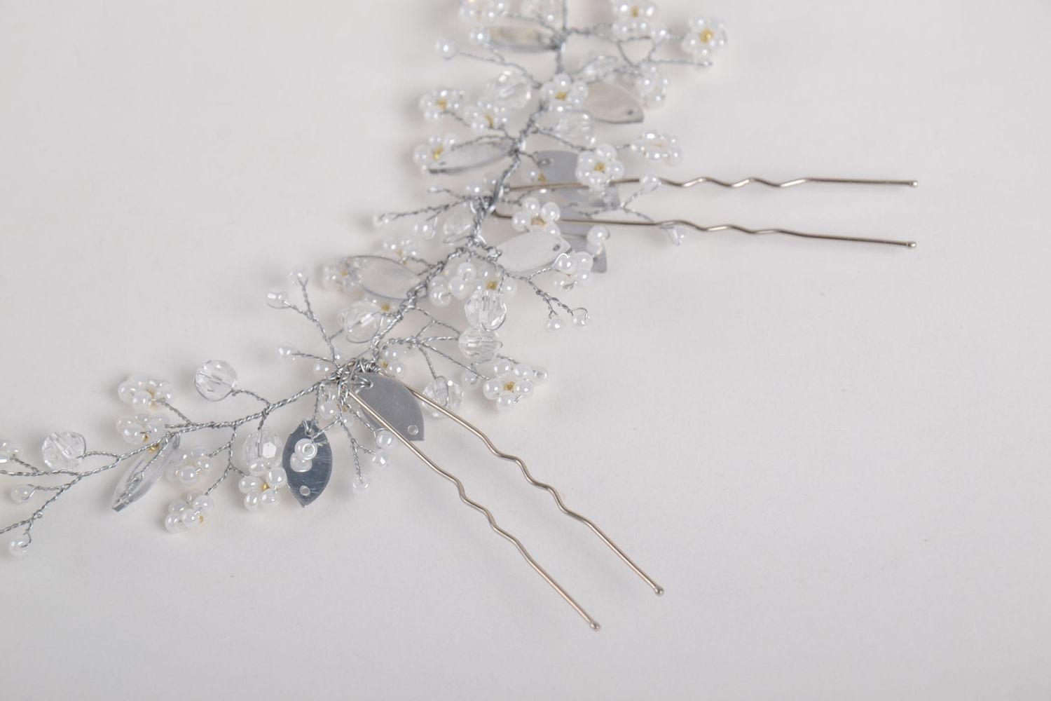 Accessoire coiffure mariage fait main blanc design floral Cadeau mariée photo 5