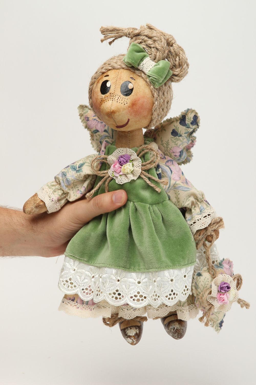 Handmade Designer Puppe mit Dutt Stoff Spielzeug künstlerische schöne Puppe  foto 5