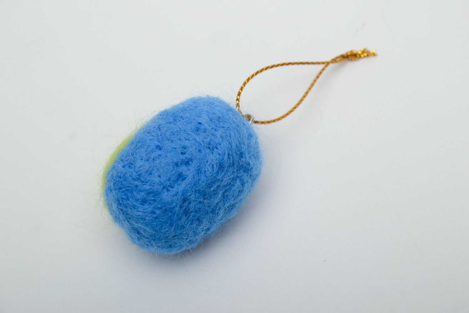 Jouet en laine feutrée fait main petite suspension décorative Poussin bleu  photo 4