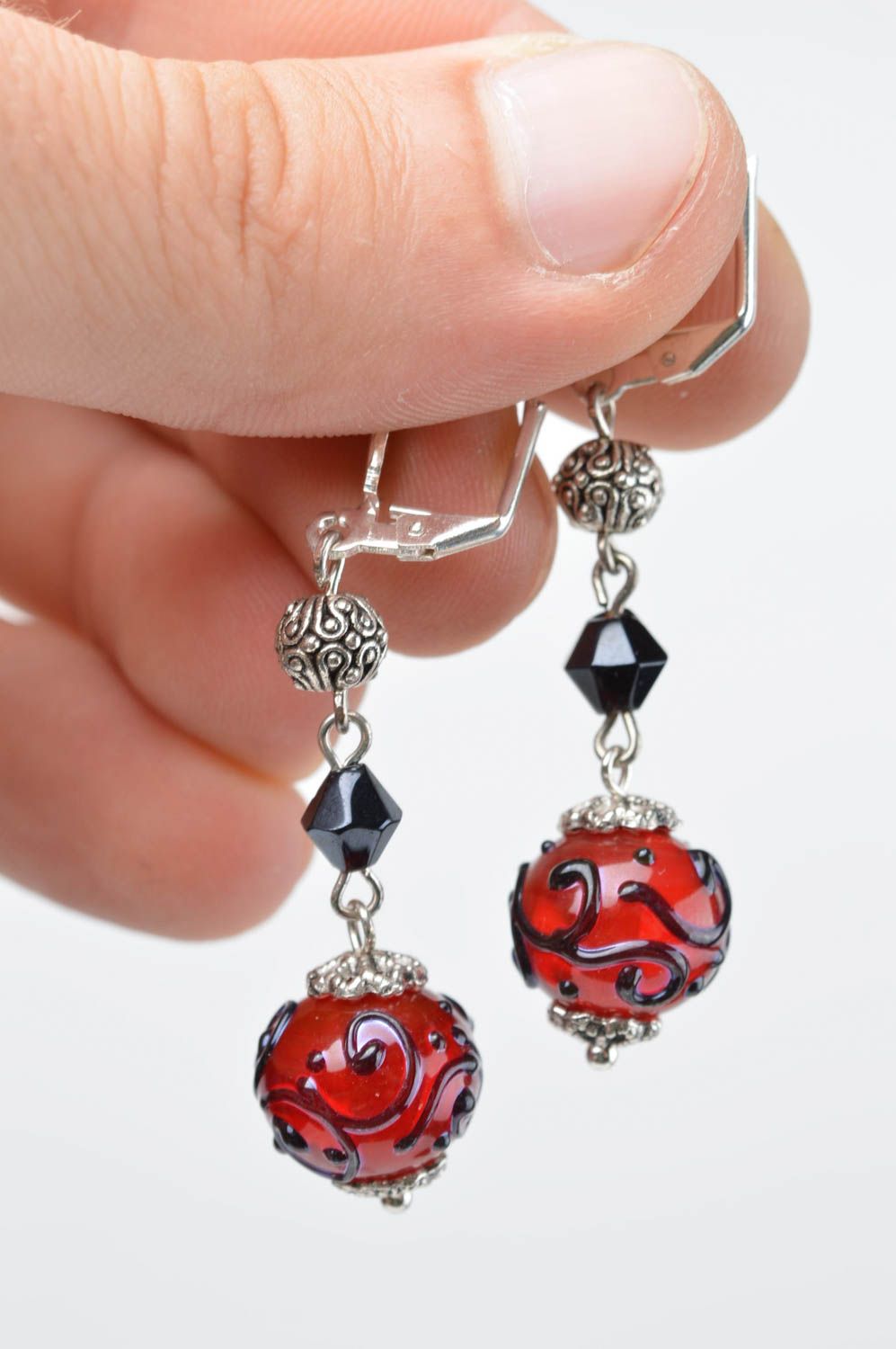 Handmade glass earrings unusual designer present cute accessory earrings photo 5