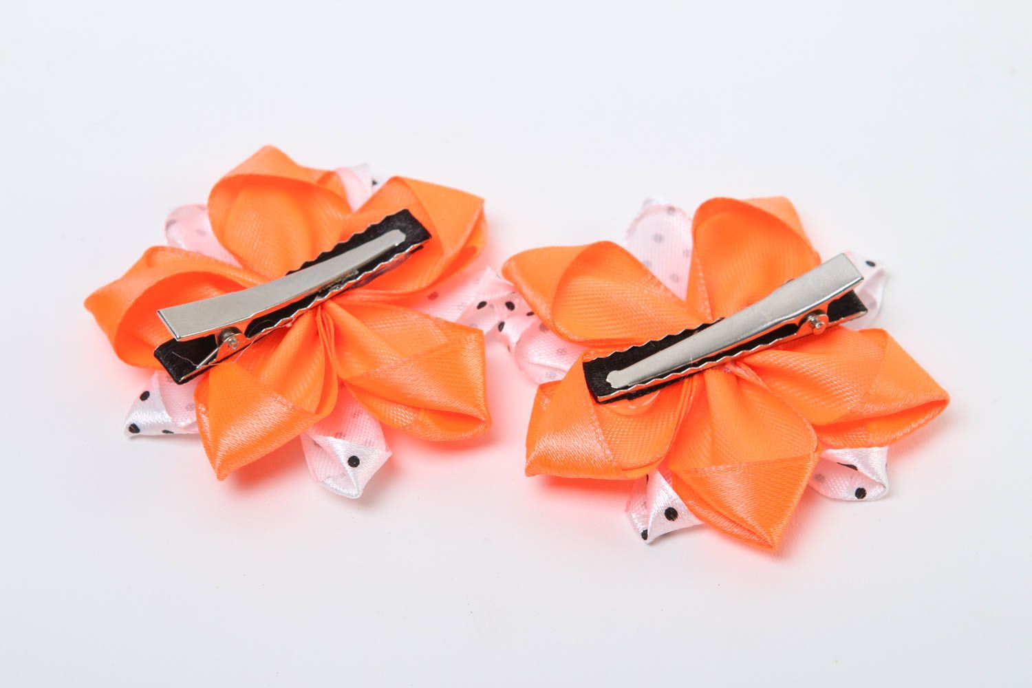 Handmade hair accessories for girls 2 hair clips kanzashi flowers baby jewelry photo 4