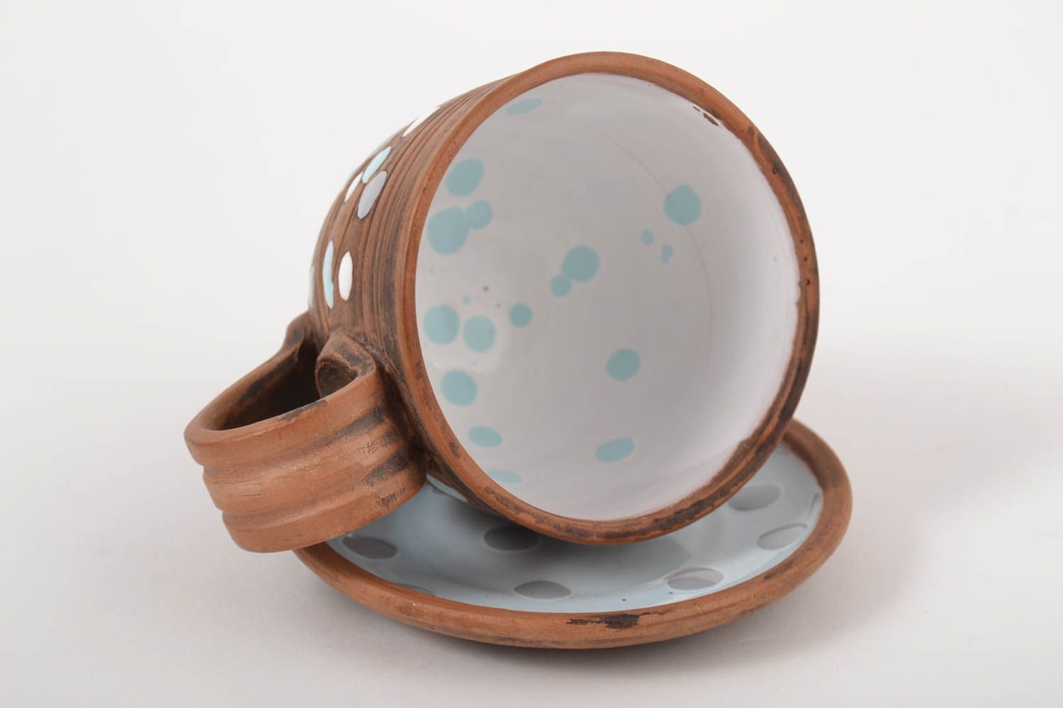 Handgemachtes Geschirr Keramik Tasse Tasse und Untertasse Ton Geschirr  foto 8