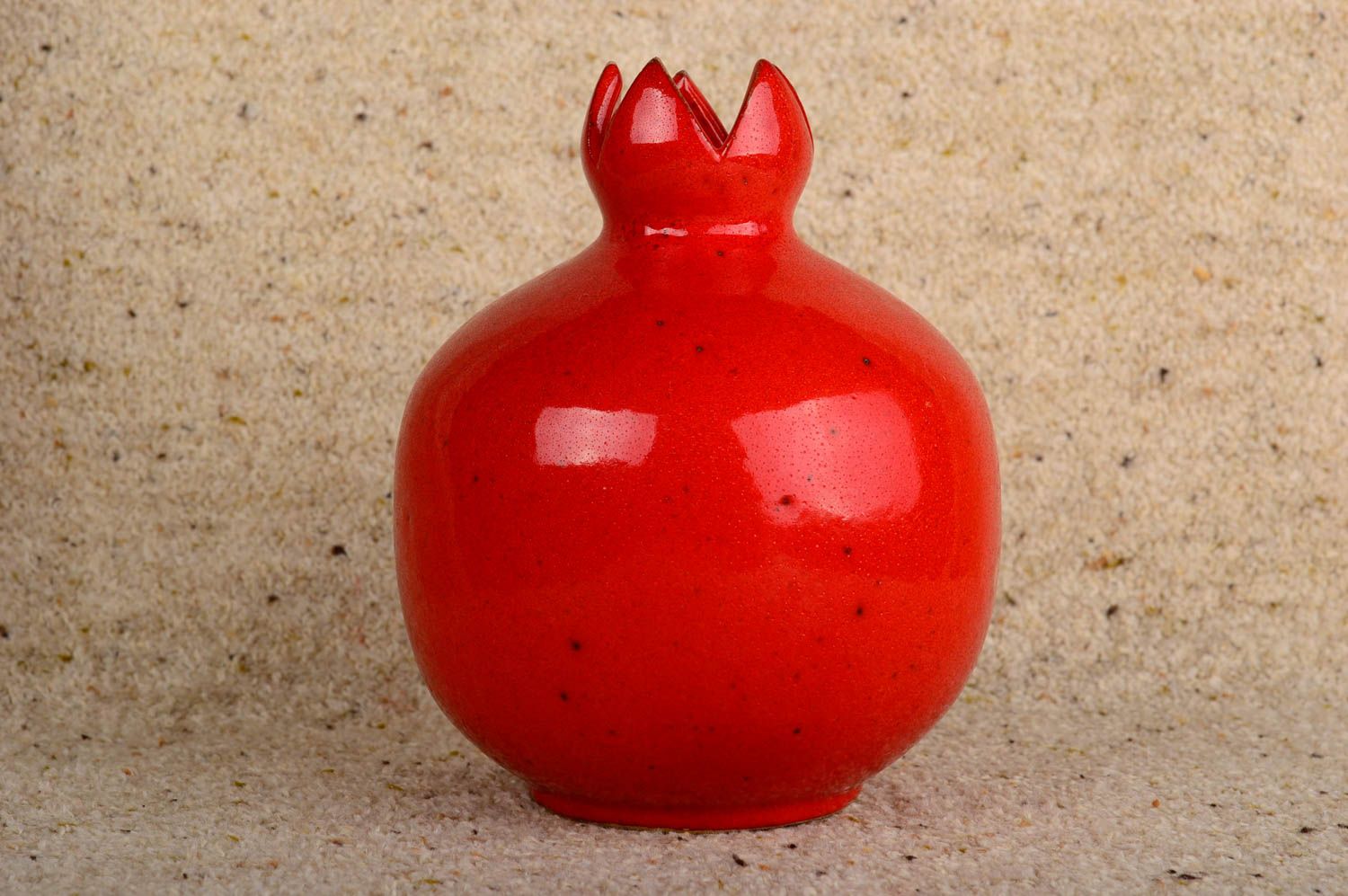 Small red hot 7 inches pomegranate shape ceramic handmade vase for home décor 1 lb photo 1