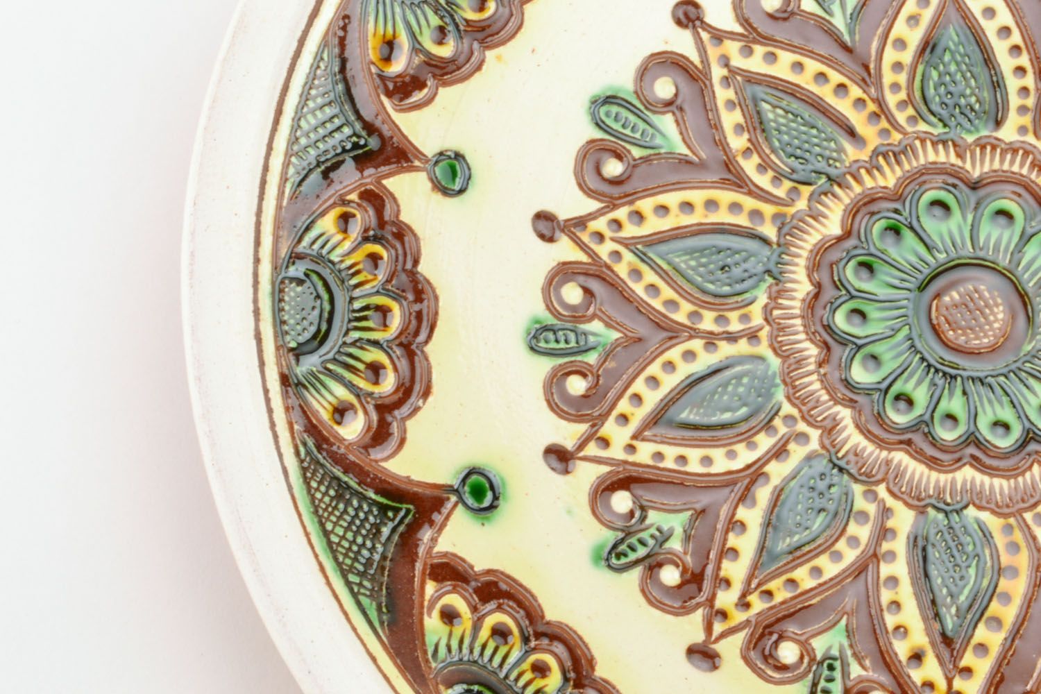 Декоративная тарелка с гуцульской росписью фото 3