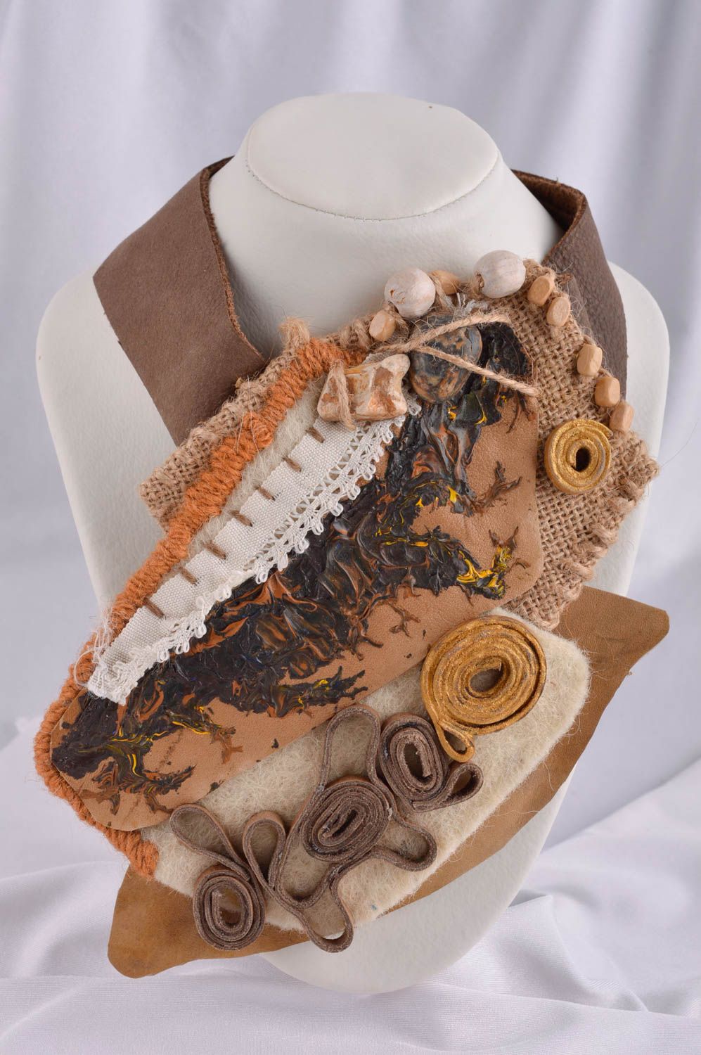 Handgemachte Halskette aus Leder Schmuck Collier Mode Accessoires für Damen foto 1