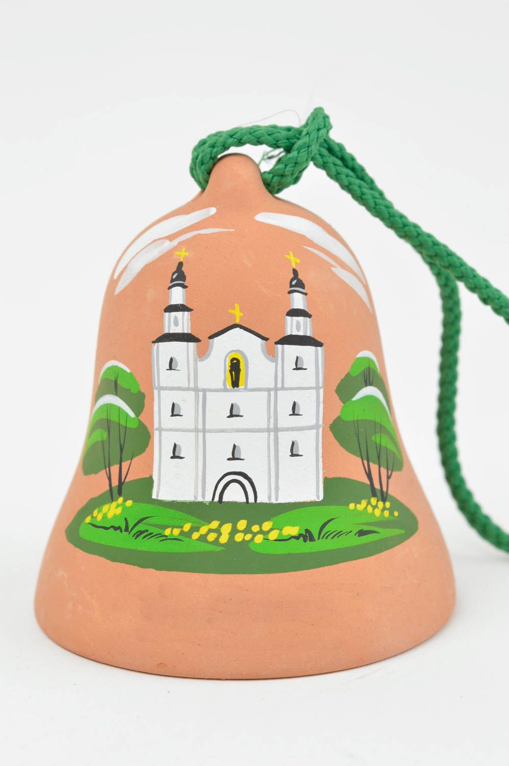 Beautiful handmade ceramic bell exclusive clay bell on cord gift ideas photo 2