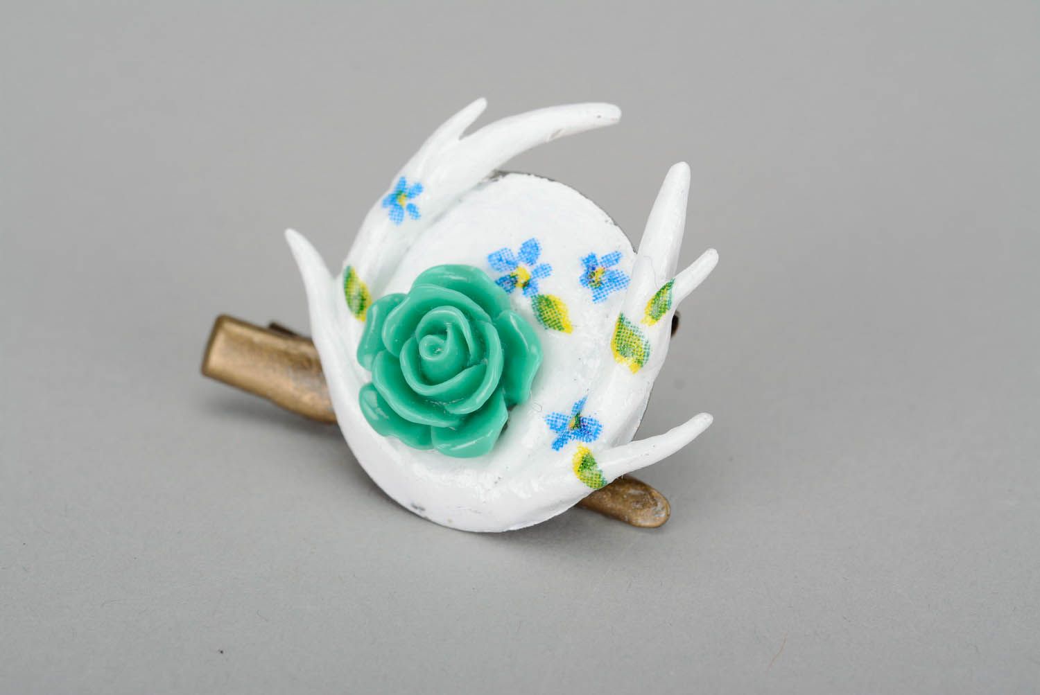 Brooch-hairpin made of polymer clay photo 3