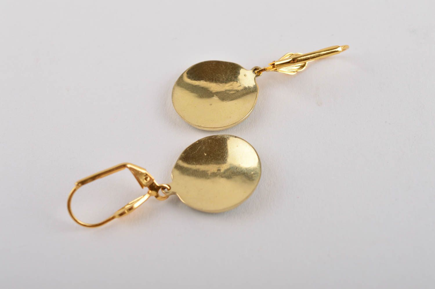 Handmade metal earrings with natural stones brass earrings fashion bijouterie photo 5