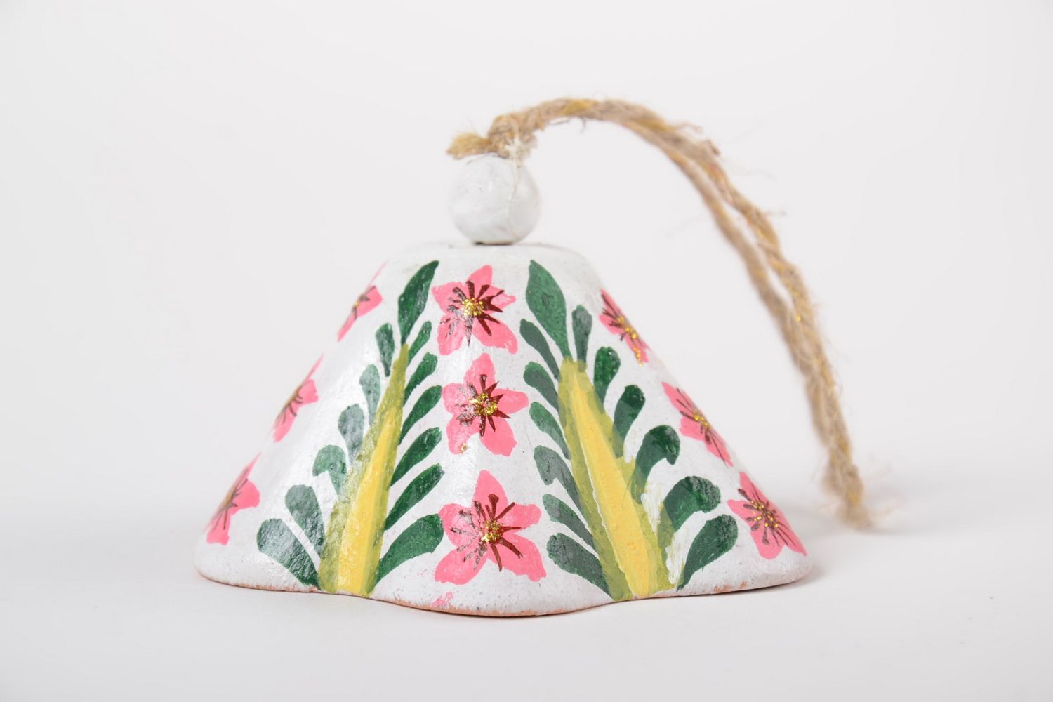 Handmade ceramic bell painted designer souvenir cute bell made of clay photo 5