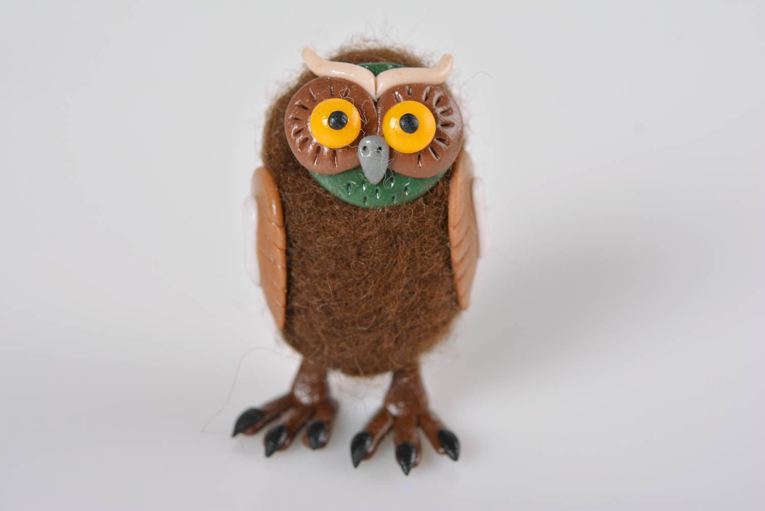 Handmade wood felting figurine unique designer owl toy home interior decoration photo 5