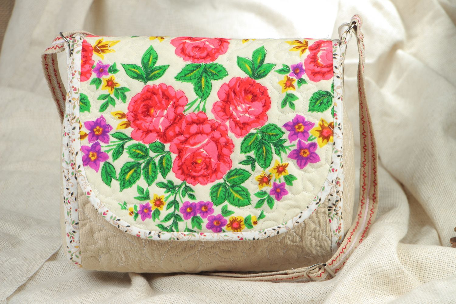 Textil Tasche mit Blumenprint foto 5