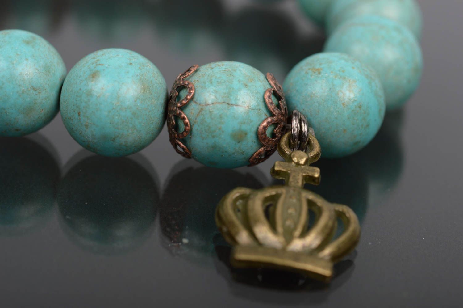Handmade unusual bracelet turquoise accessory female designer present photo 2