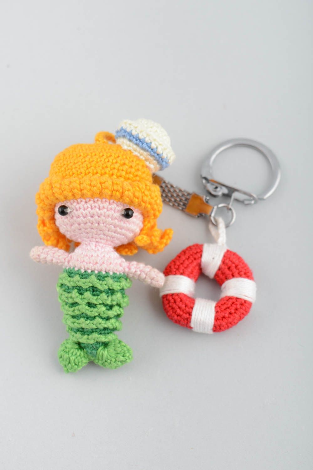 Keychain with crocheted soft toy small mermaid for children hand made photo 5