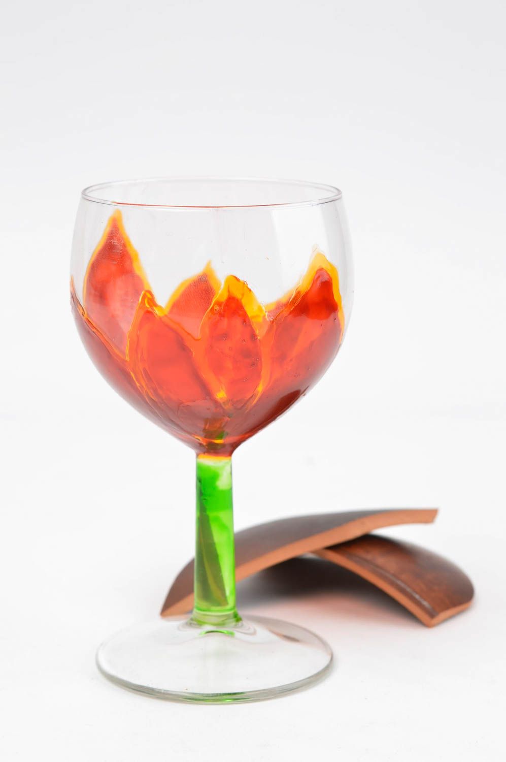 Gemaltes Glas handmade Rotwein Glas handgemachtes Geschirr für Küche und Dekor foto 1