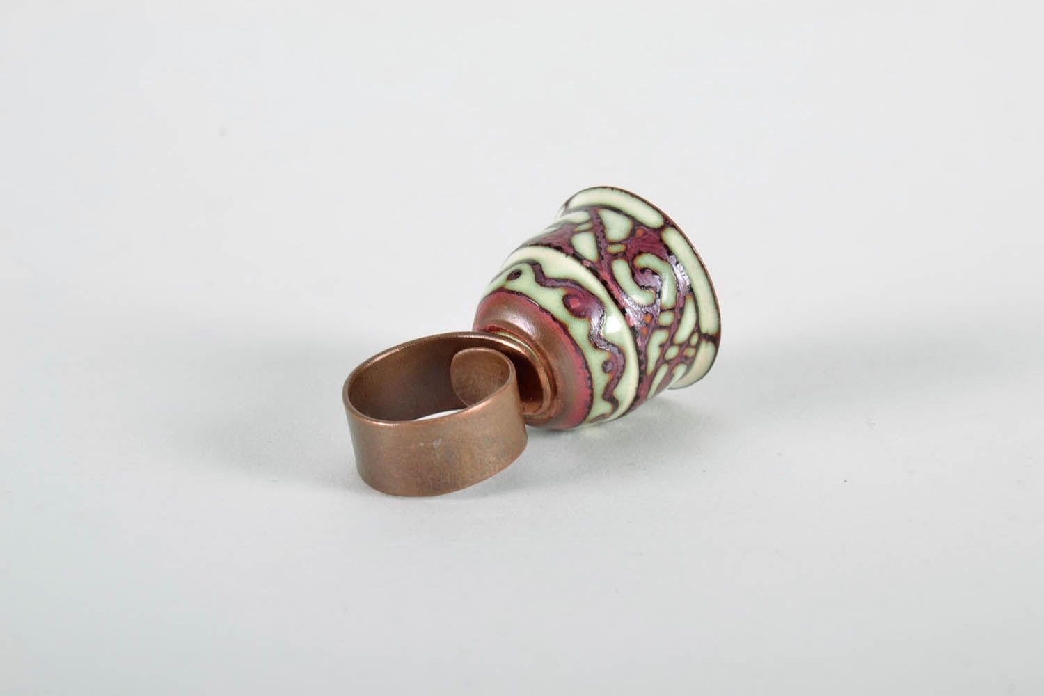 Copper ring with hot enameling photo 3