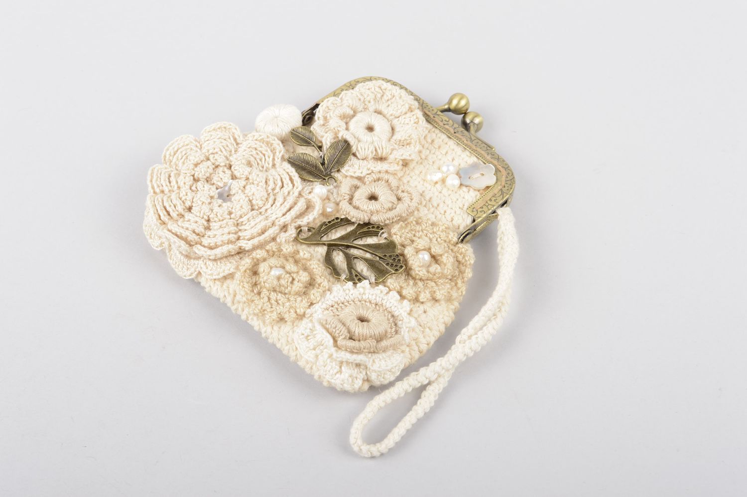 Handmade women purse purse for odd money white crocheted purse present for women photo 2