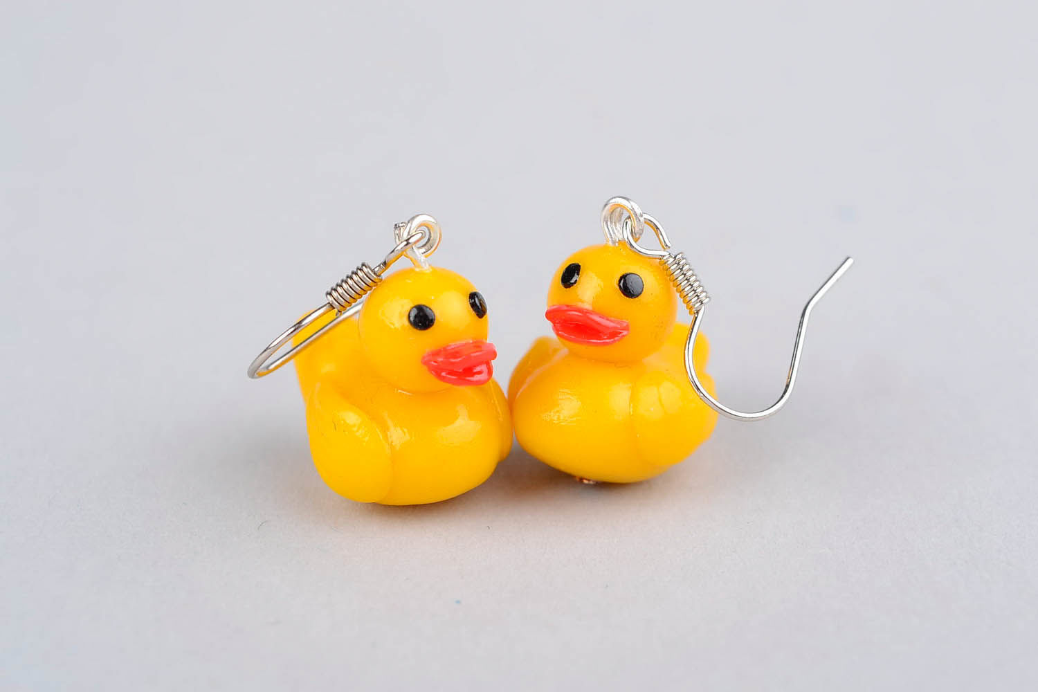 Earrings made ​​of polymer clay Ducks photo 4