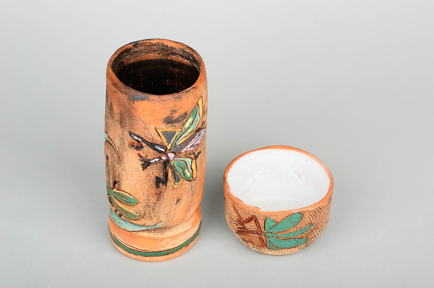 Керамическая чашка ручной работы керамическая ваза для цветов декор для дома фото 4