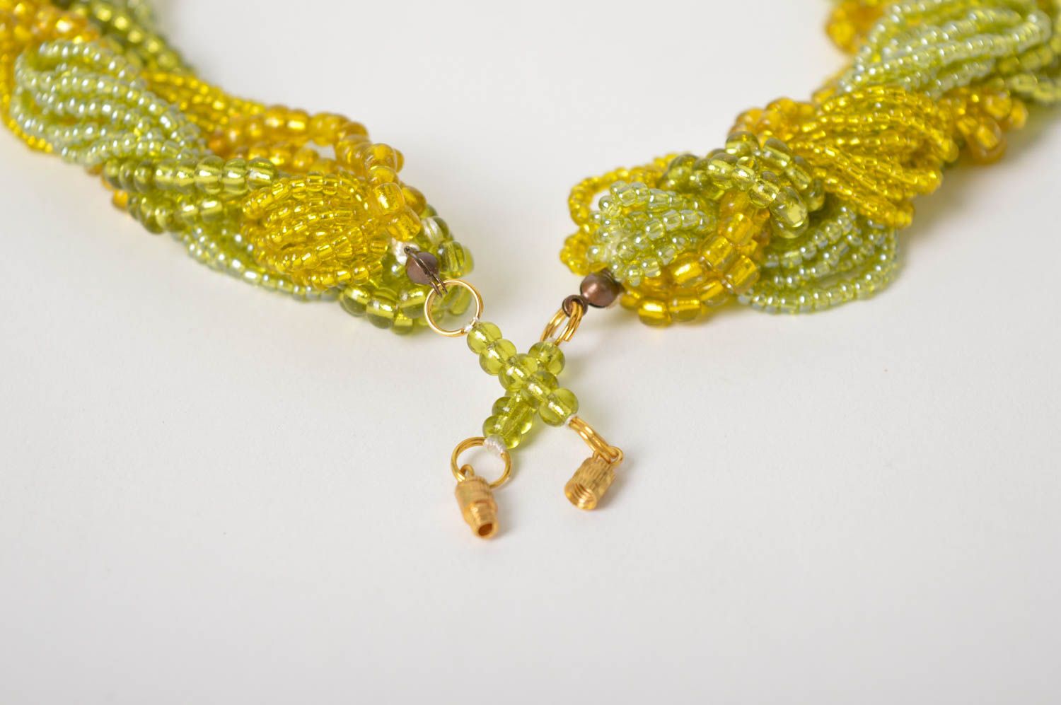 Damen Halskette handgemacht Designer Schmuck grün gelb Frauen Accessoire  foto 5