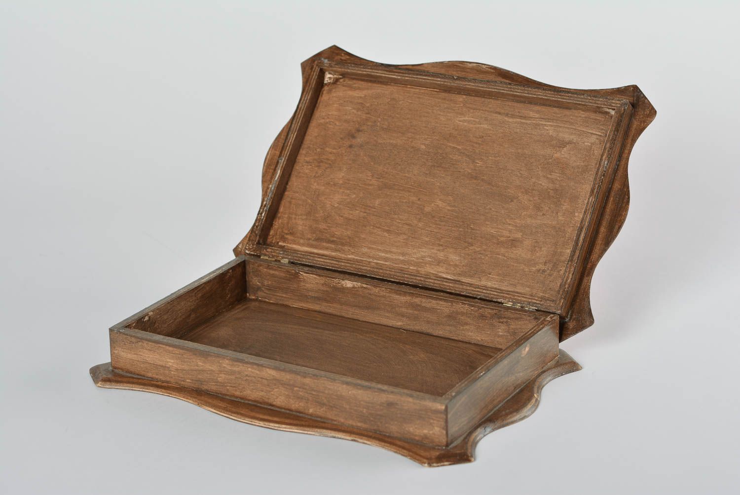 Boîte à bijoux avec dessin faite main rectangulaire en bois cadeau original photo 2
