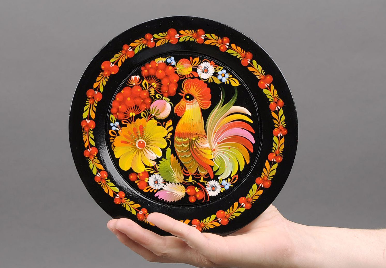 Decorative plate Cock and flower photo 5