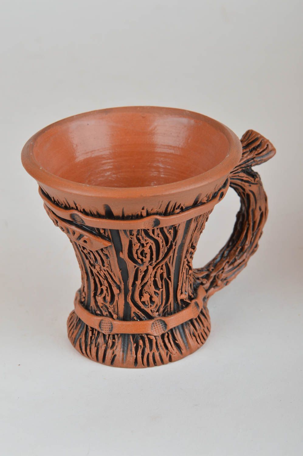 Tasse en argile faite main design brune originale à café vaisselle 10 cl photo 2