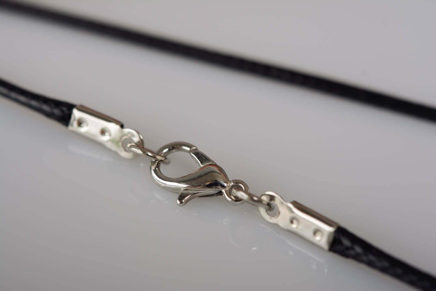 Unusual stylish handmade designer round black metal neck pendant with cord photo 4