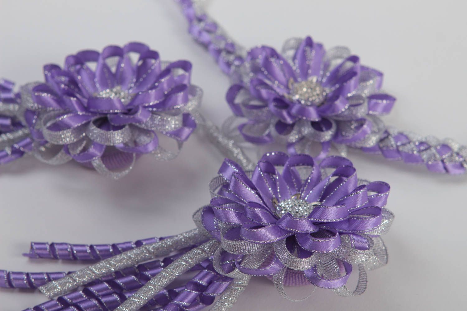 Handmade hair accessories flower bracelet flower hair ties kanzashi flowers photo 3