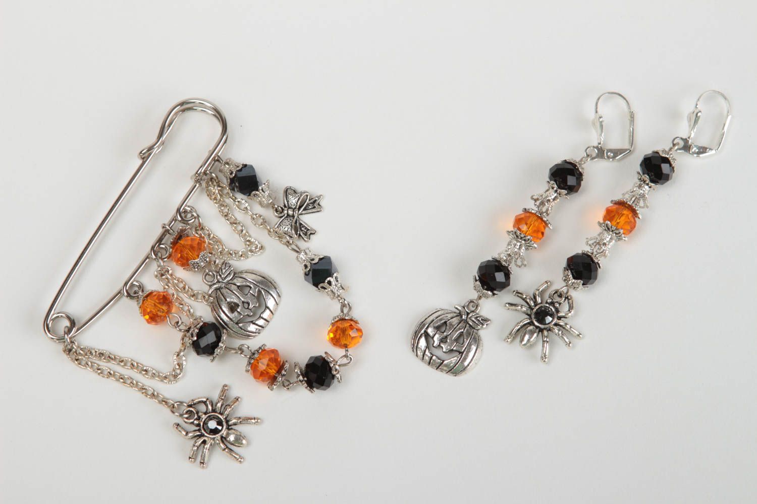 Beautiful handmade jewelry set crystal brooch and earrings fashion accessories photo 2