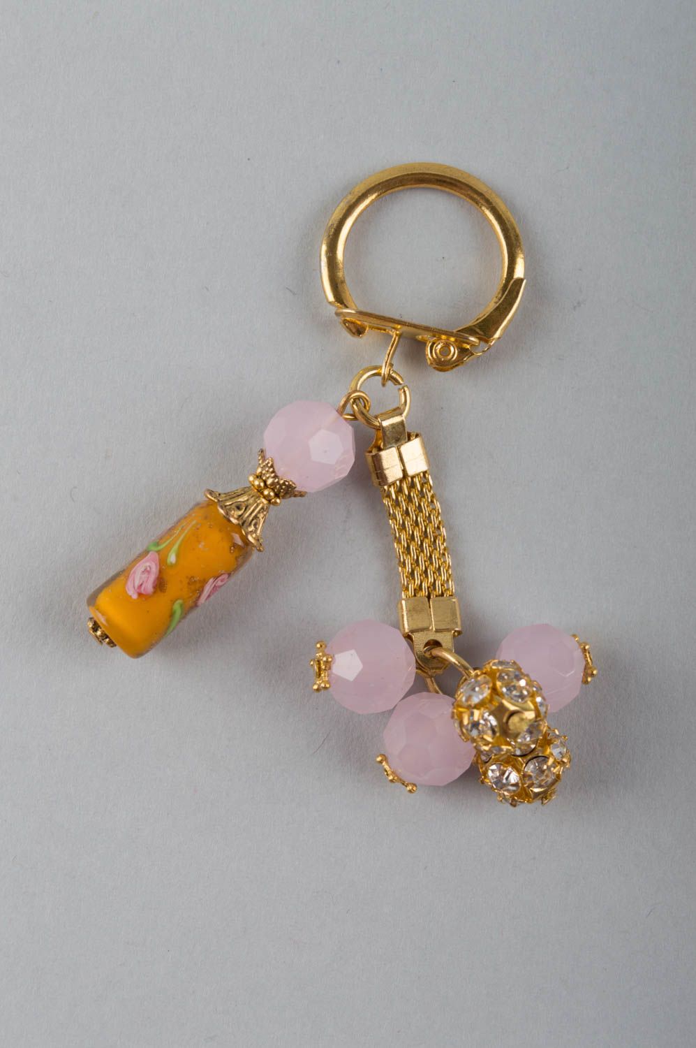Porte-clés en perles en verre et laiton fait main original accessoire pour femme photo 2